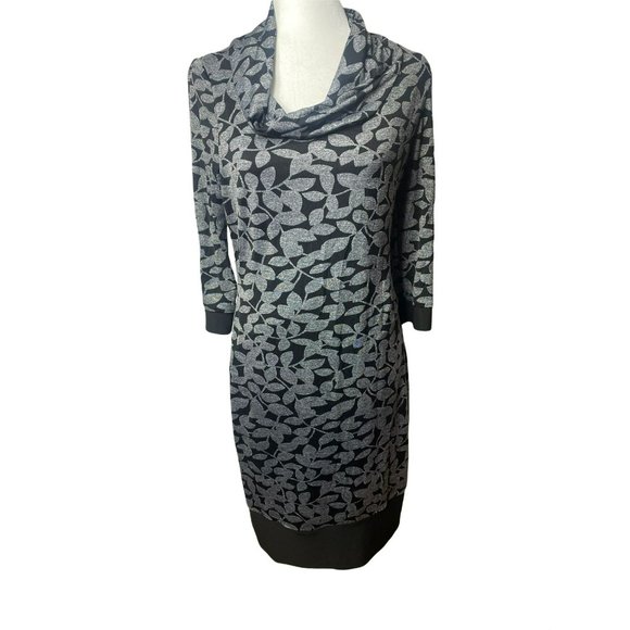 Joseph Ribkoff Dresses & Skirts - Joseph Ribkoff Dress Womens 10 Black Gray Cowl Neck 3/4 Sleeve Stretch Lined